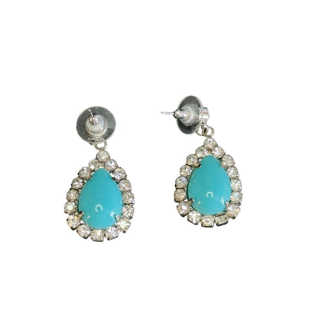 Southwestern Blue Turquoise Jeweled Bib Necklace and Matching Earrings - Picture 5 of 8